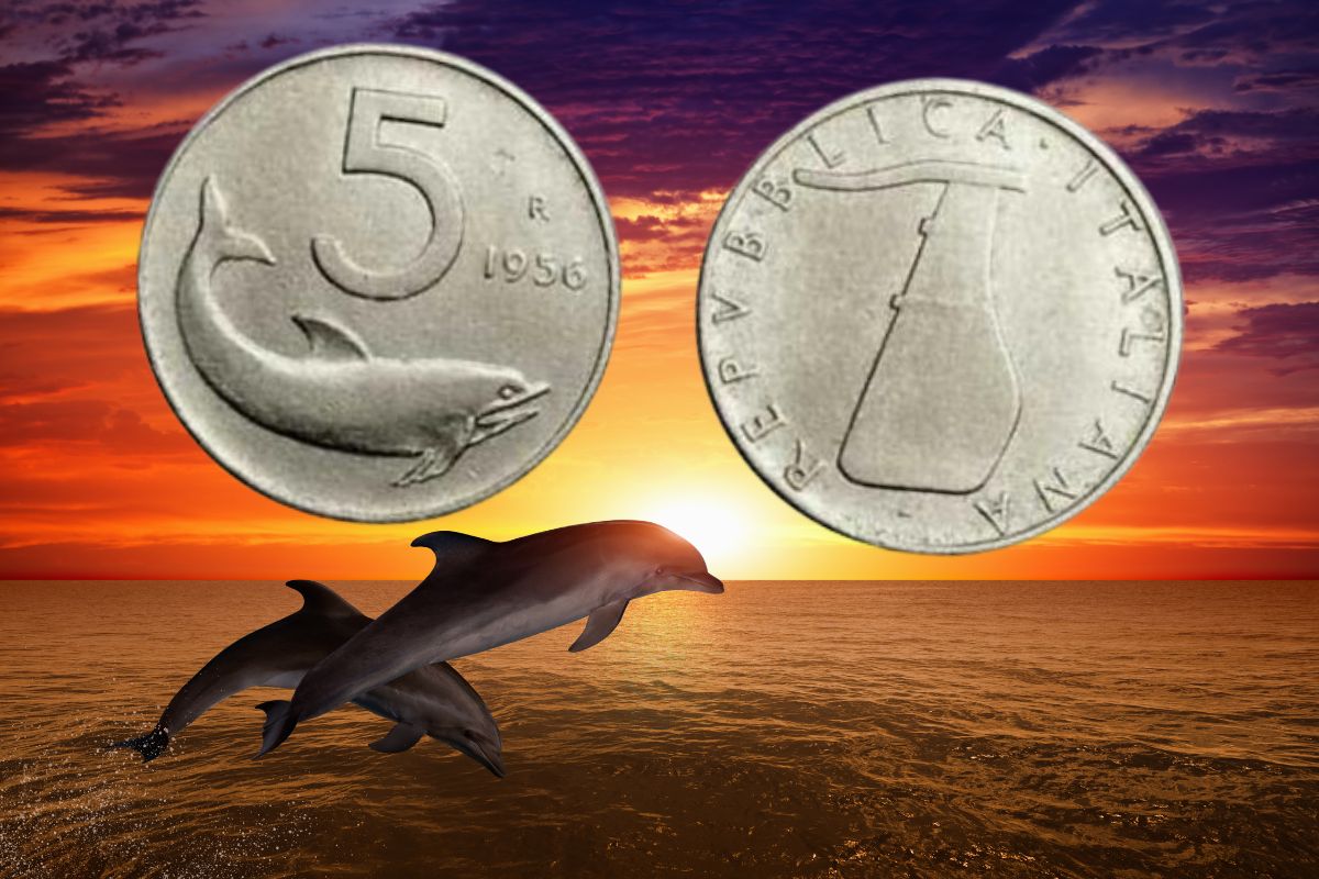 moneta da 5 Lire con il delfino